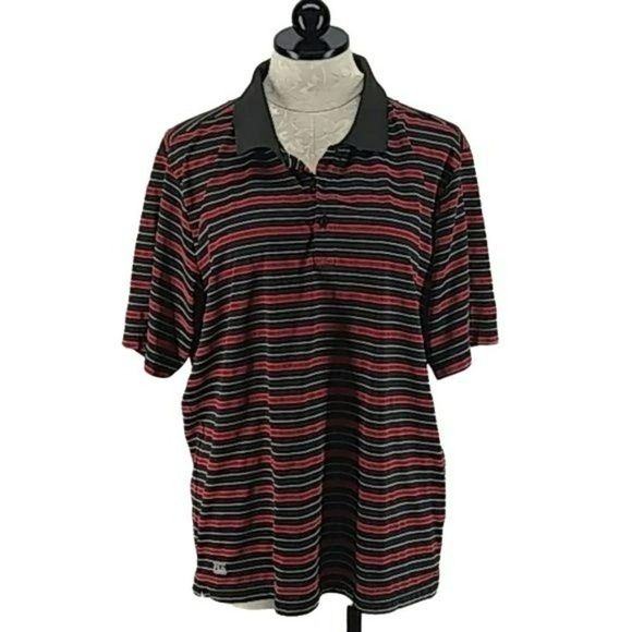Fila Sport Men's Athletics Red & Black Striped Short Sleeve Polo Shirt - Picture 1 of 6